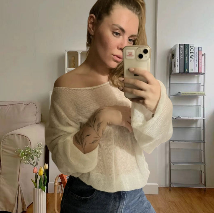 Damen Eleganter Feinstrickpullover mit lässigem Schnitt und Rundhalsausschnitt Drune