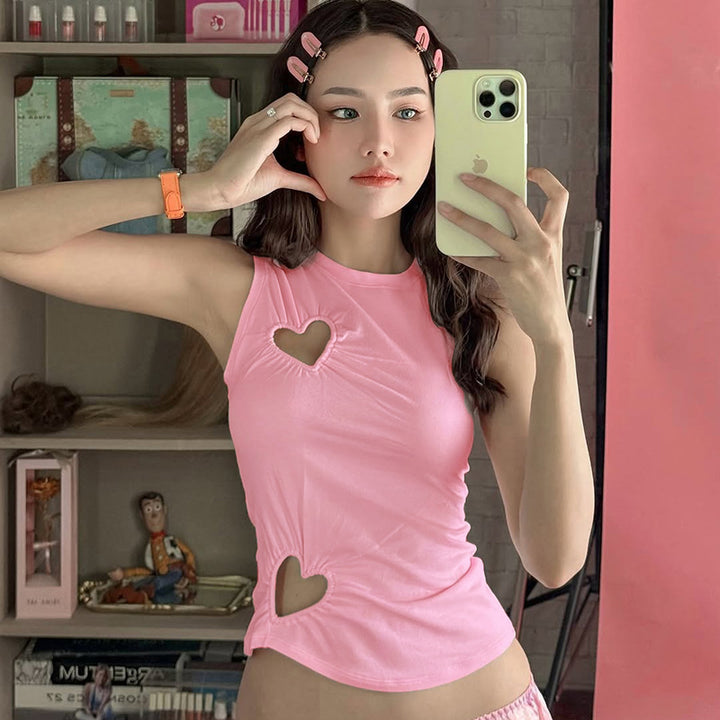 Damen modisches Trägershirt mit herzförmigem Cut-out und figurformendem Schnitt Drune