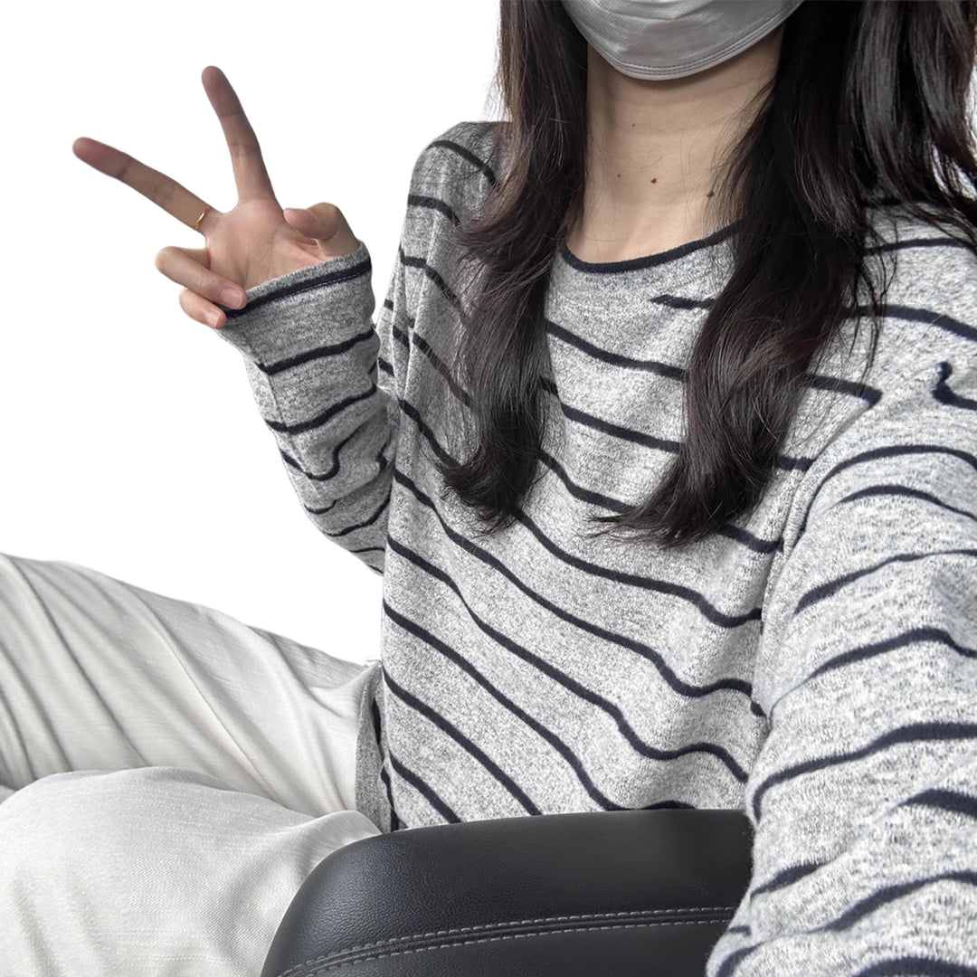 Damen lässiges Langarmshirt mit modernen Streifen Drune