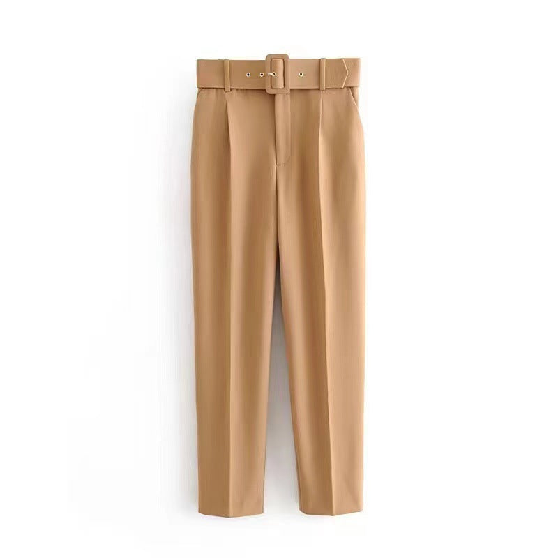 Damen weite Hochbundhose mit schickem Gürtel Drune