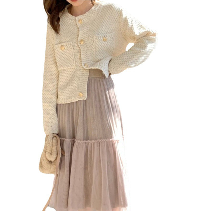 Damen Strickjacke mit dekorativen Knöpfen und strukturiertem Design Drune
