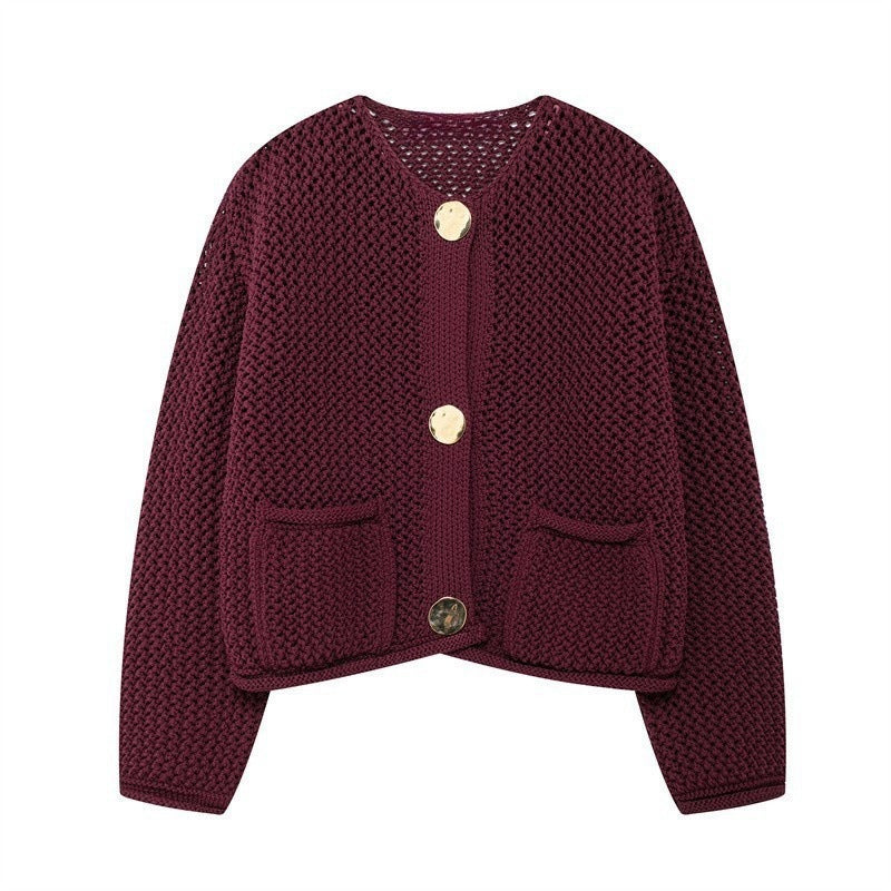 Damen Strickjacke mit offener Maschenstruktur und komfortablen Taschen Drune