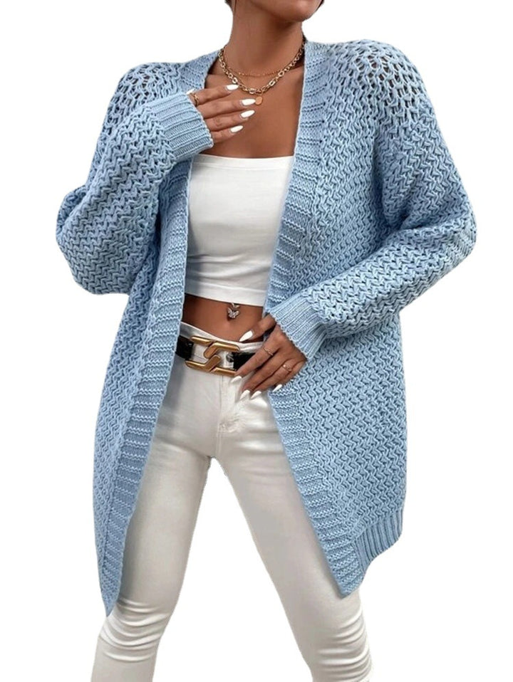 Damen Grobstrickjacke mit modernem Häkelmuster und lässigem Schnitt Drune
