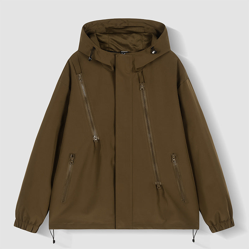 Herren nan technische Kapuzenjacke mit wasserabweisendem Softshell, schrägen Reißverschlusstaschen und verstellbarem Saum Drune