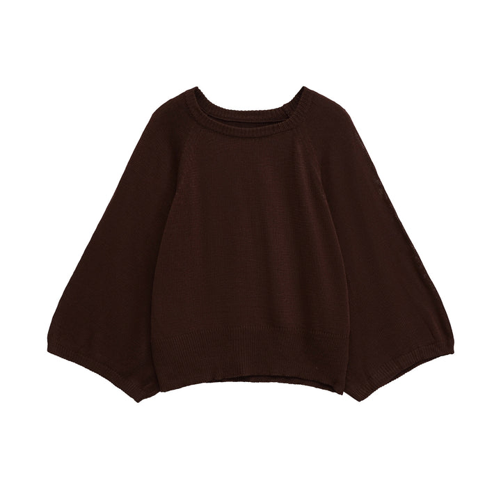 Damen lässiger Pullover mit weiten Ärmeln und Rundhalsausschnitt Drune