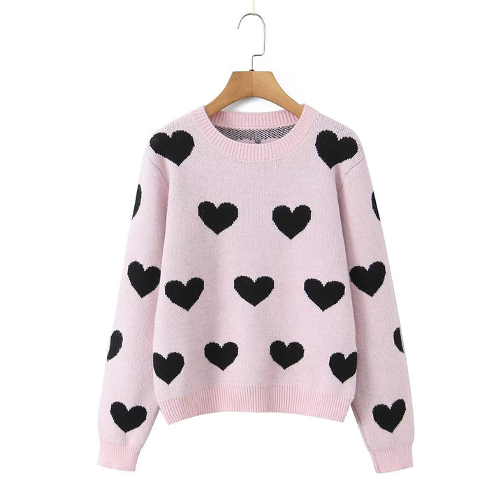 Damen Strickpullover mit Herz-Muster Drune
