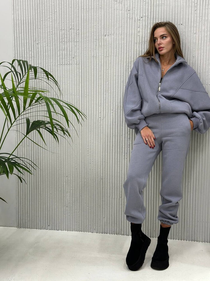 Damen lässiges Fleece-Kapuzen-Outfit Drune