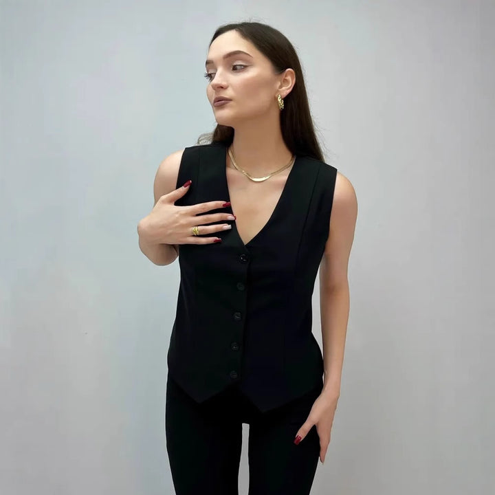 Damen ärmelloses Blusenkleid mit schmaler Passform Drune