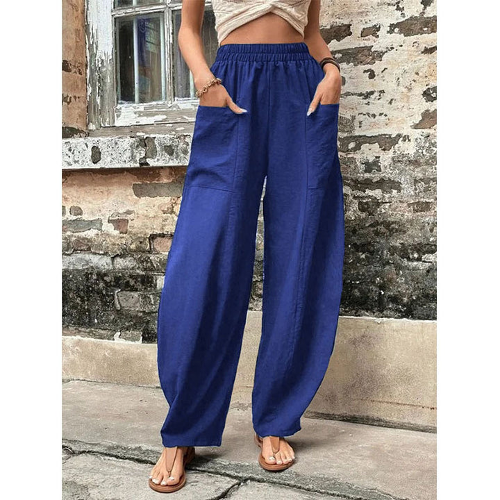 Damen Weite Palazzo-Hosen mit elastischem Bund und praktischen Taschen Drune