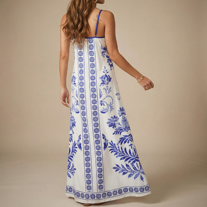 Damen Sommerkleid mit floralen Mustern und leichter luftiger Passform Drune