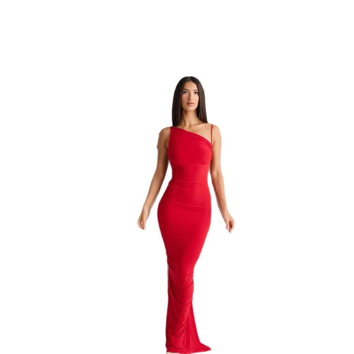 Damen Elegantes Rückenfreies Maxikleid mit raffinierten Bindebändern Drune