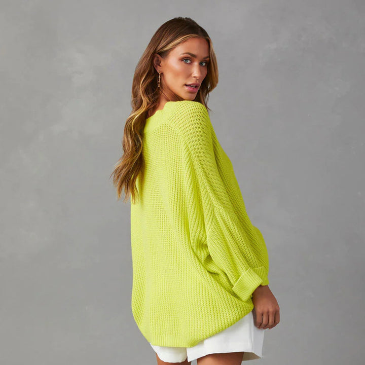 Damen Oversized Strickpullover mit Taschen Drune