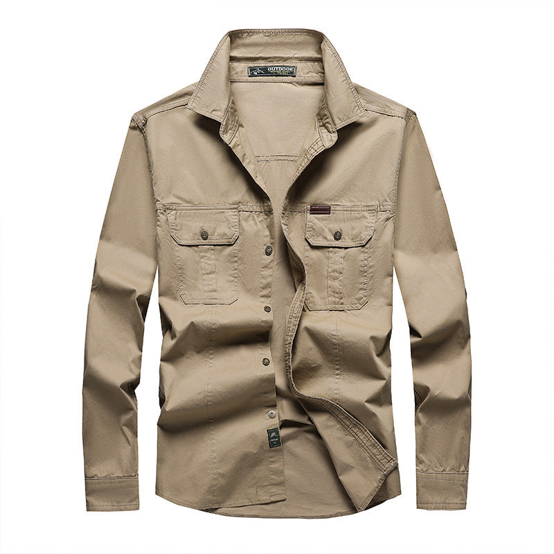 Herren nan Hemdjacke aus robustem Baumwoll-Twill mit verstärkten Brusttaschen Drune