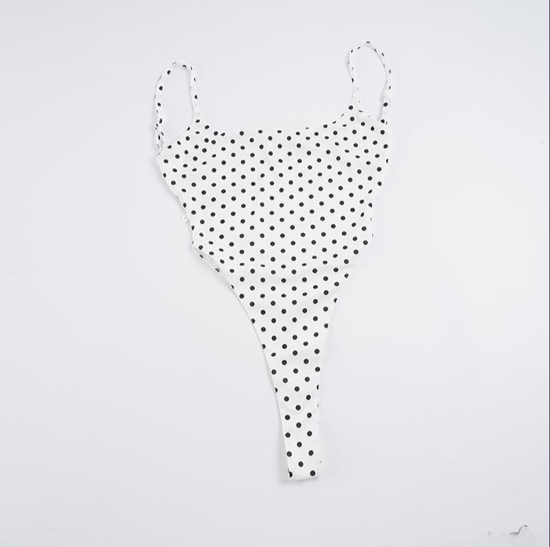 Damen Badeanzug mit hochgeschnittenem Design und verspieltem Polka-Dots-Muster Drune