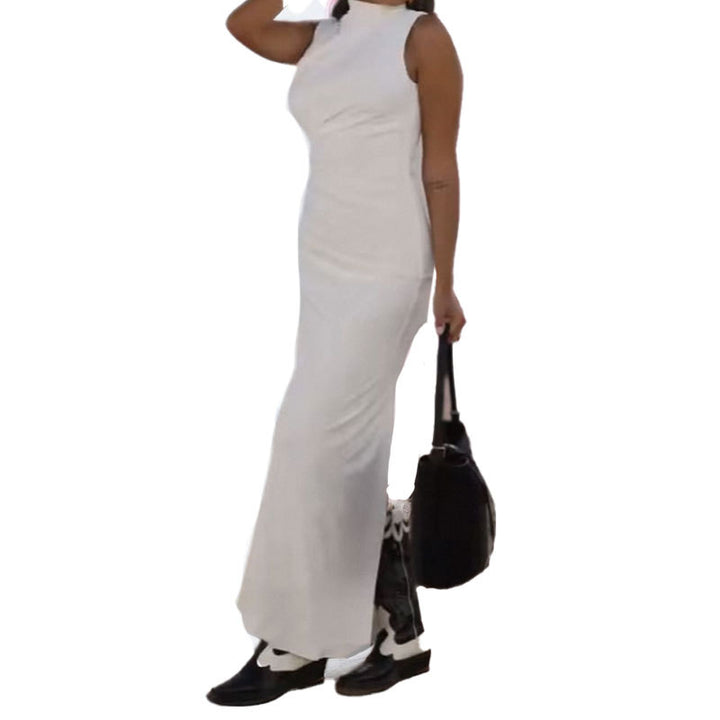 Damen Maxikleid mit elegantem Stehkragen und figurbetontem Schnitt Drune