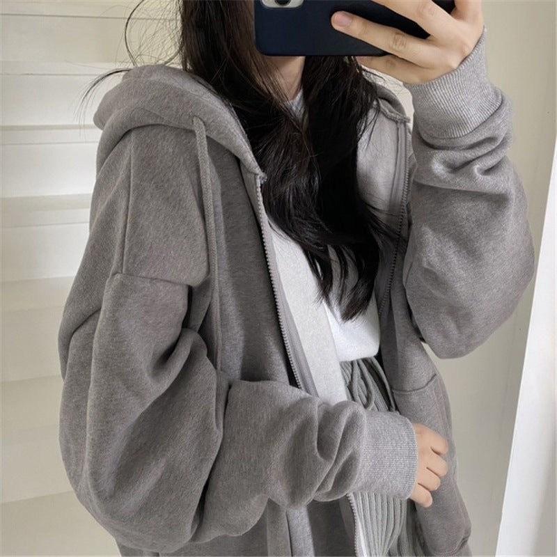Damen Cozy Übergroße Zip-Up Hoodie Drune