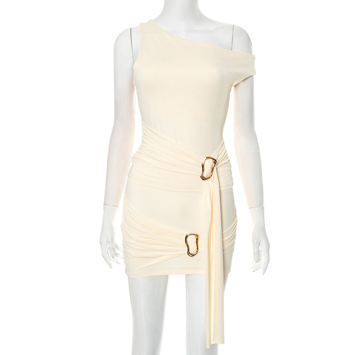 Damen Wickelkleid mit asymmetrischem Design und dekorativem Ring Drune