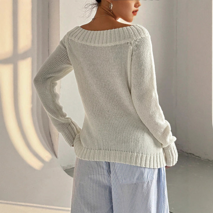 Damen Strickpullover mit weiten Schultern und strukturiertem Muster Drune