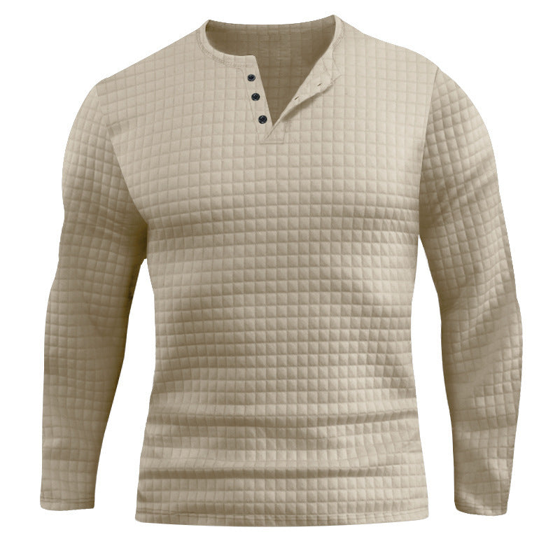 Herren Langarmshirt mit strukturiertem Design und modischem Knopfverschluss Drune