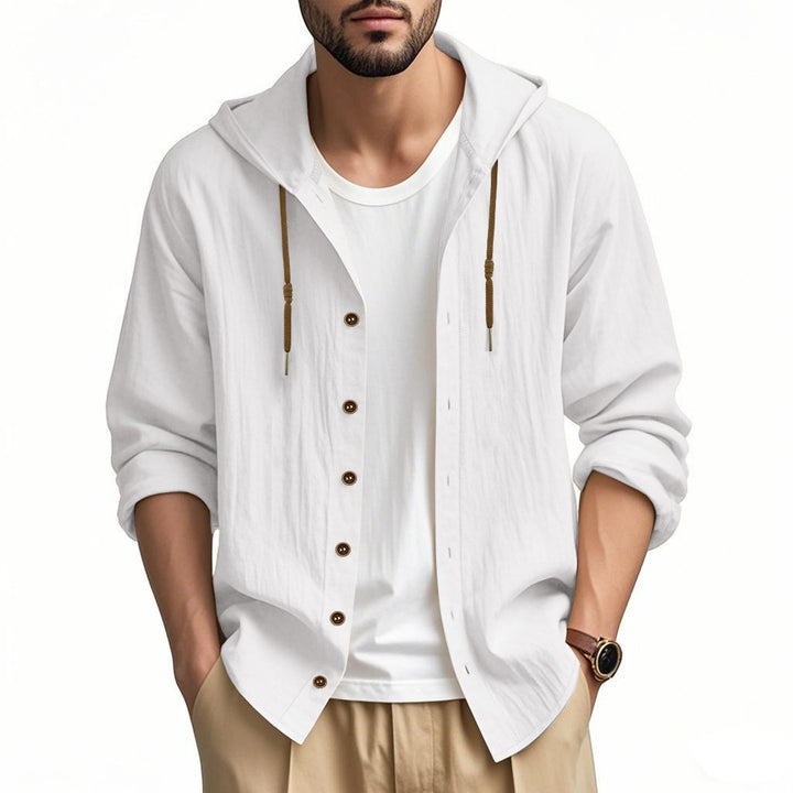 Herren lässige Hemdjacke mit Kapuze und Druckknopfleiste Drune