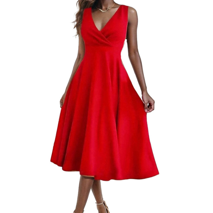 Damen elegantes und luftiges Kleid mit V-Ausschnitt Drune