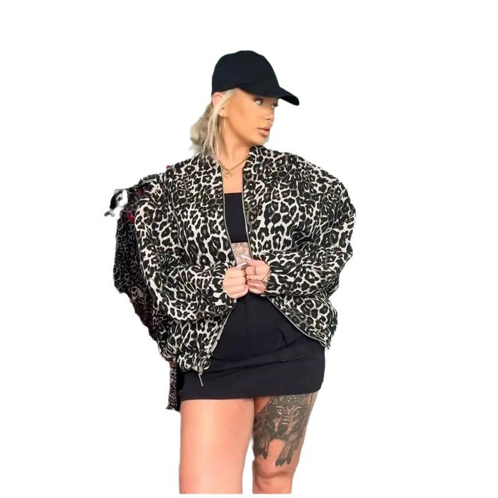 Damen Modische Steppjacke im modernen Leopardenmuster Drune