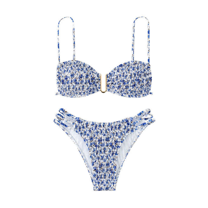 Damen Triangel-Bikini mit Stützfunktion und dekorativem Goldakzent Drune