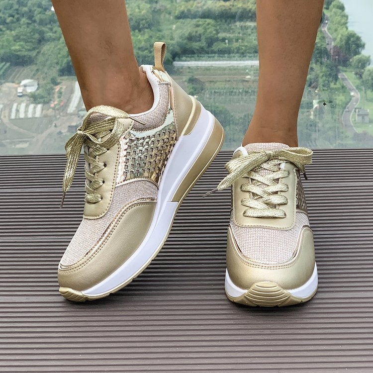 Damen Sneakers mit modischem Metallic-Akzent und atmungsaktiver Dämpfung Drune