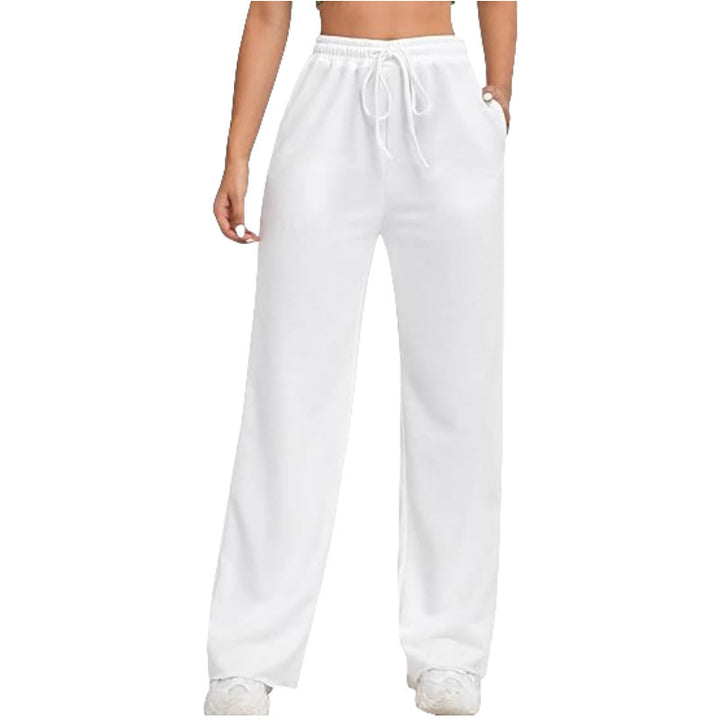 Damen nan fließende Relax-Palazzohose mit hohem Komfortbund, Kordelzug und seitlichen Einschubtaschen Drune