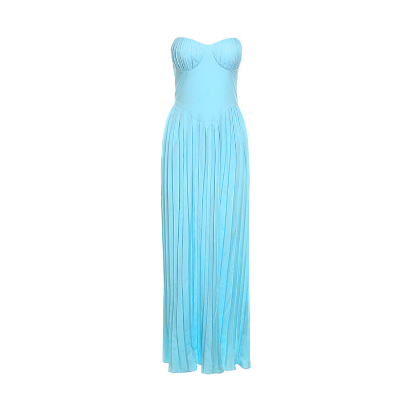 Damen Maxikleid mit strapazierfähigem Oberteil und eleganten Falten Drune