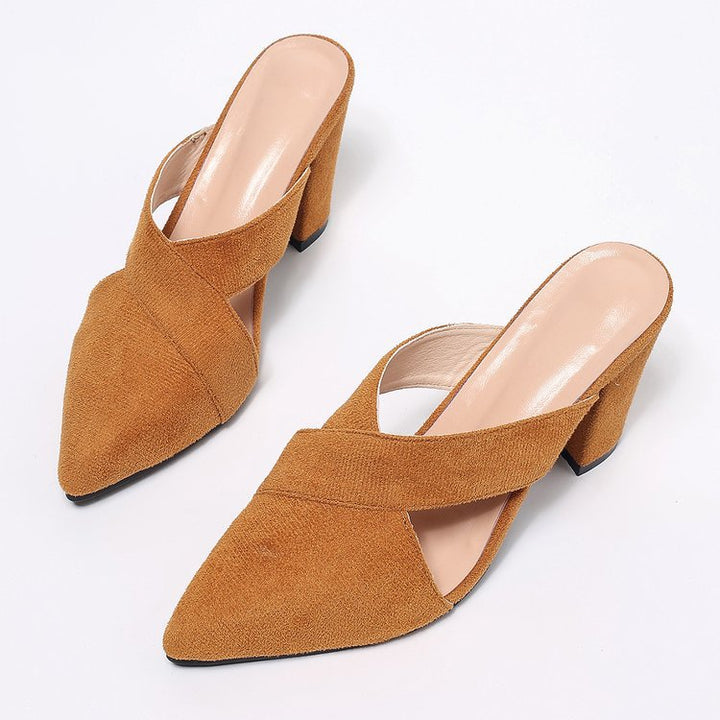 Damen Mules mit elegantem Kreuzband und komfortablem Blockabsatz Drune