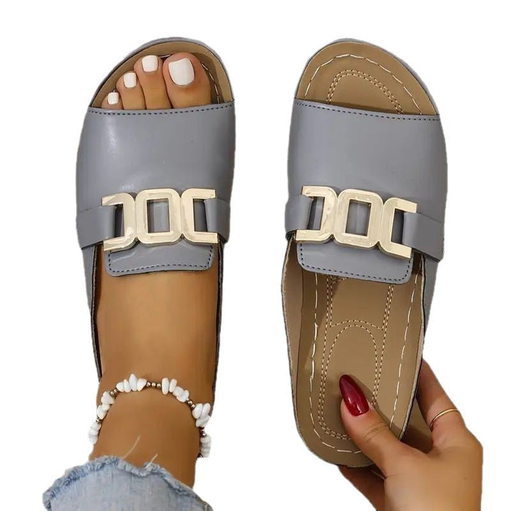 Damen elegante Zehentrenner-Sandalen mit dekorativem Schmuckdetail Drune
