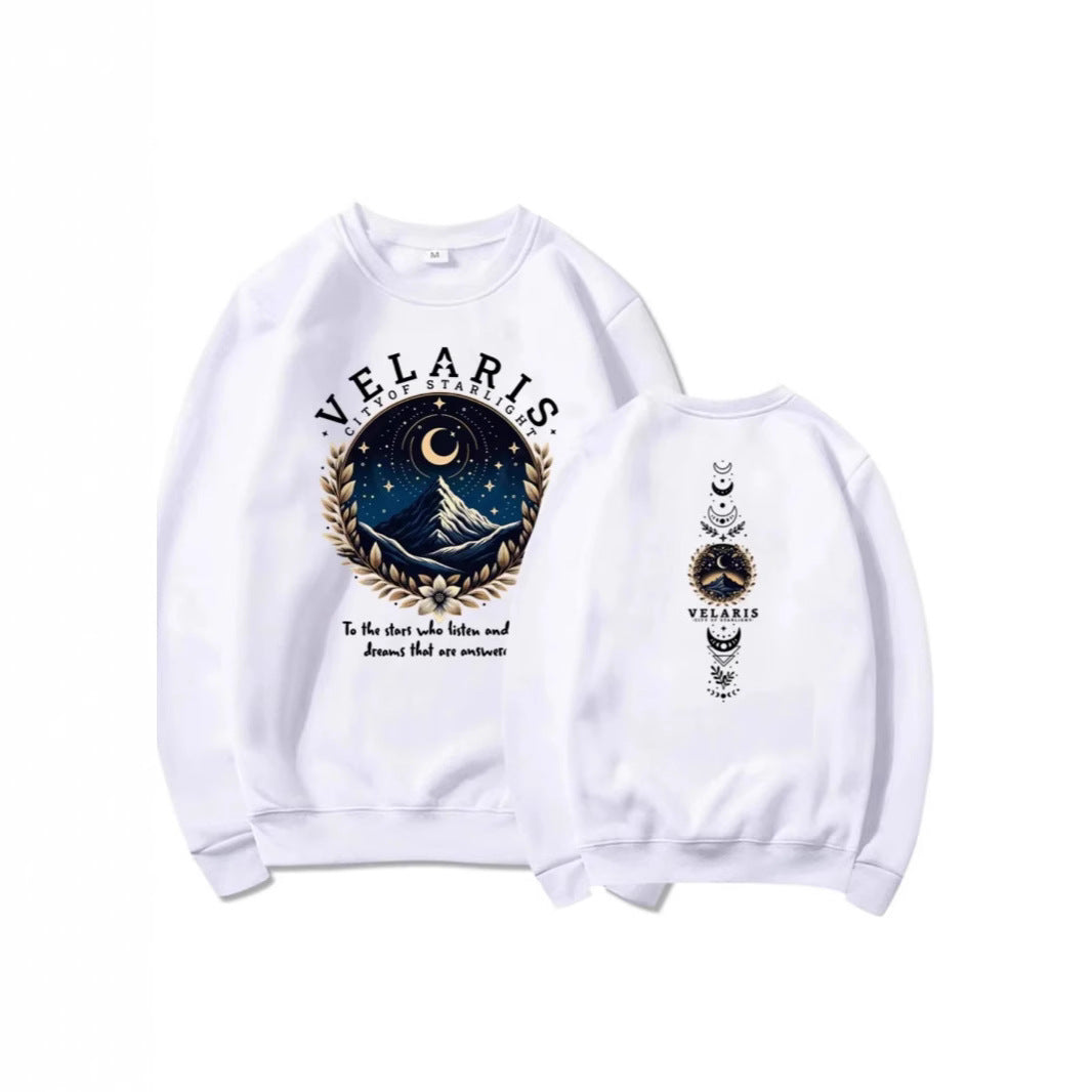 Damen Sweatshirt mit künstlerischem Nachthimmel-Motiv Drune