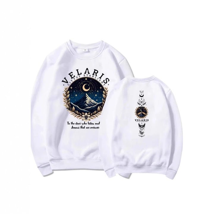 Damen Sweatshirt mit künstlerischem Nachthimmel-Motiv Drune