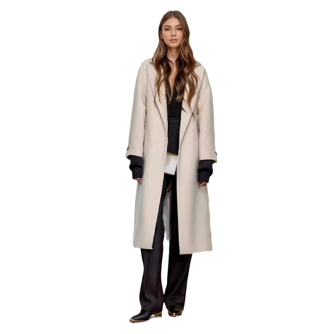 Damen eleganter, weit geschnittener Wollmantel Drune