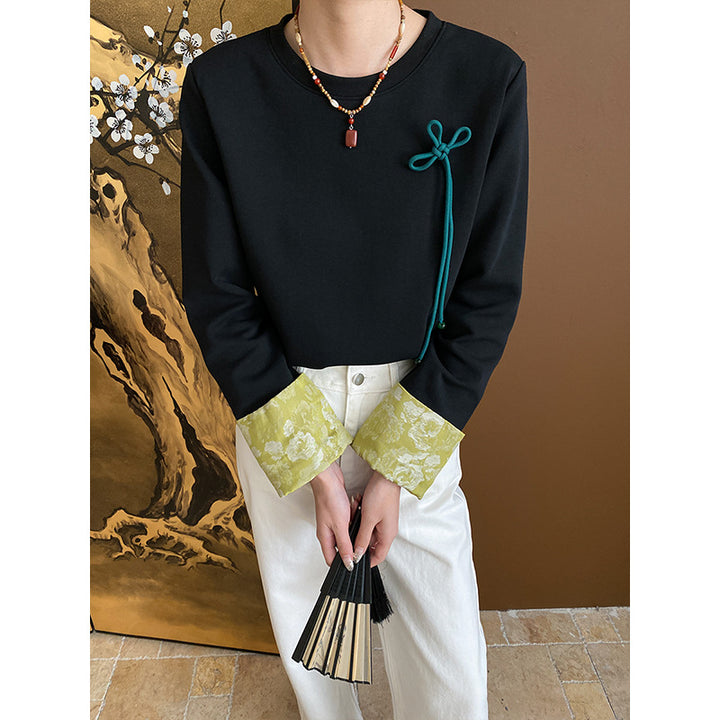 Damen Modisches Sweatshirt mit floralem Kragen Drune