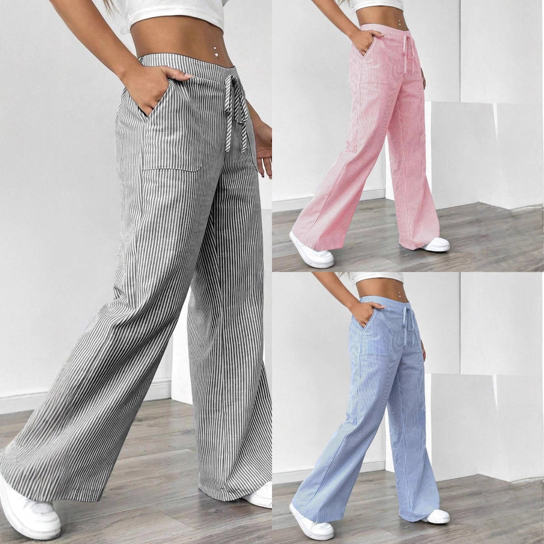 Damen nan weite Baumwoll-Loungehose mit Tunnelzug und Seitentaschen Drune