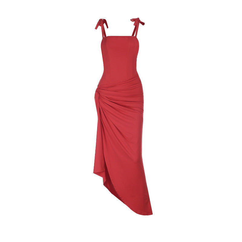 Damen Elegantes Maxikleid mit asymmetrischem Saum und verführerischem Schlitz Drune