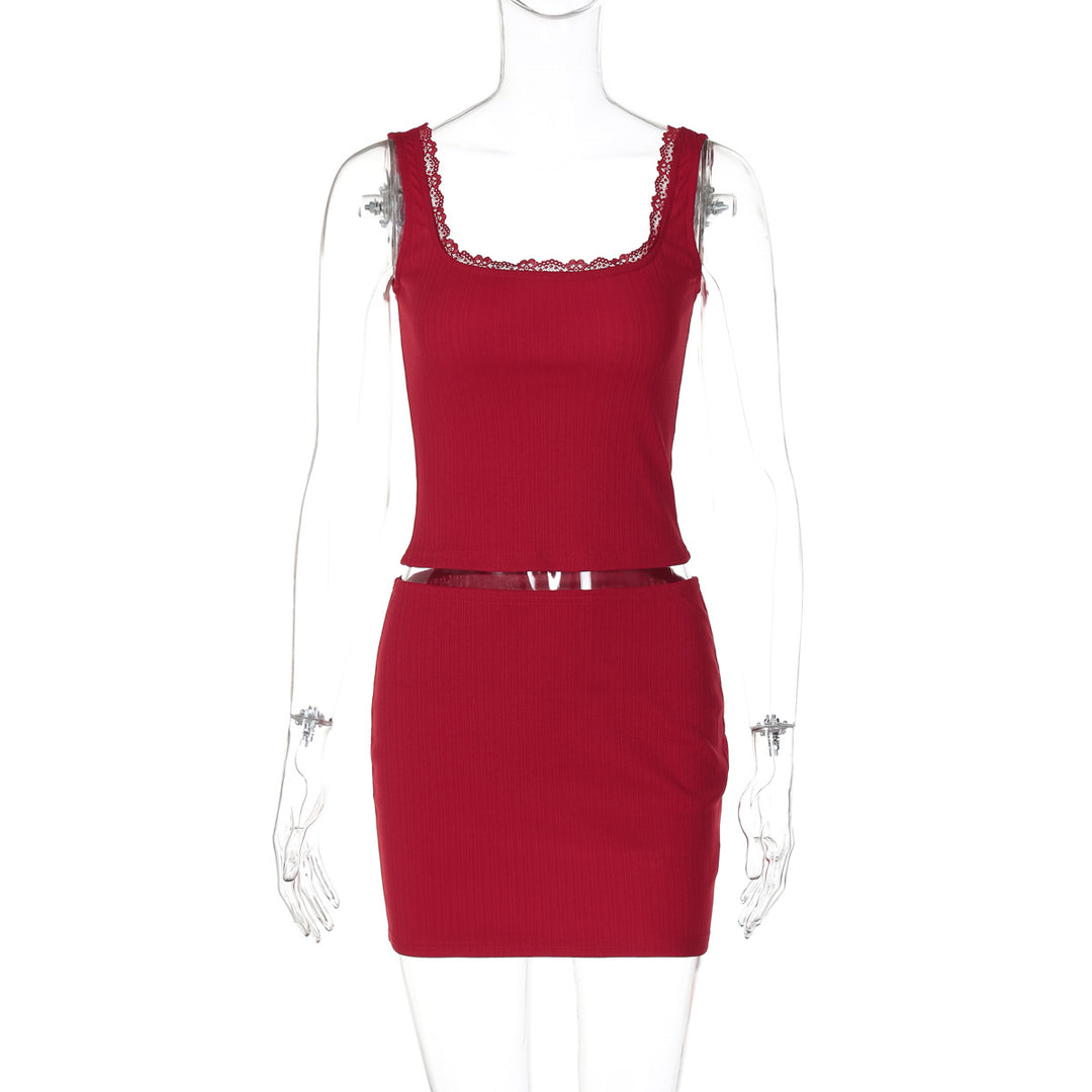 Damen Slim Fit Kleid mit Spitzenakzenten Drune