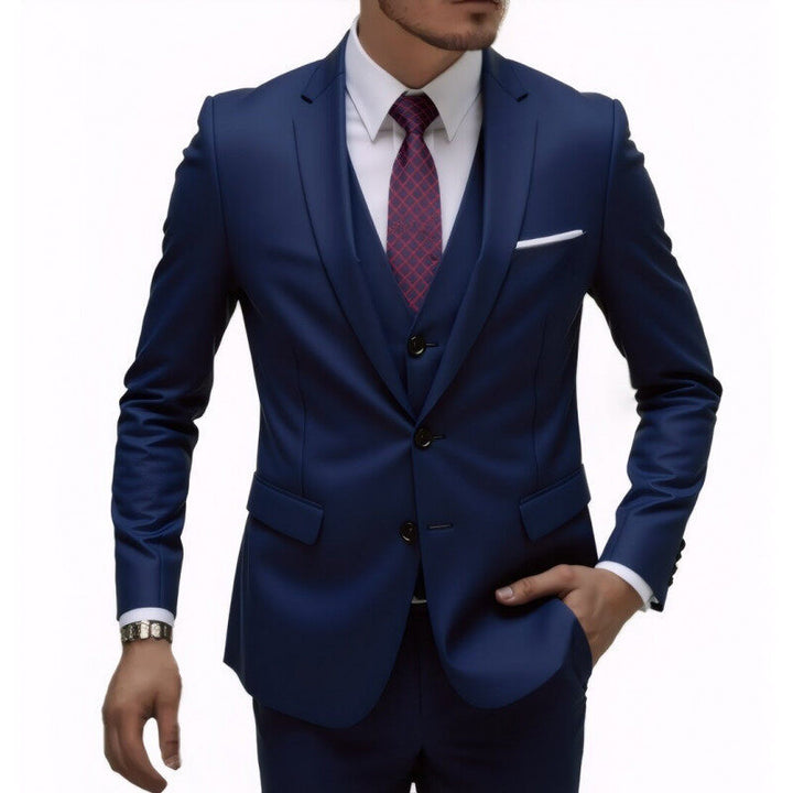 Herren nan dreiteiliges Slim-Fit Anzugset mit Weste, schmalem Revers und taillierter Silhouette Drune