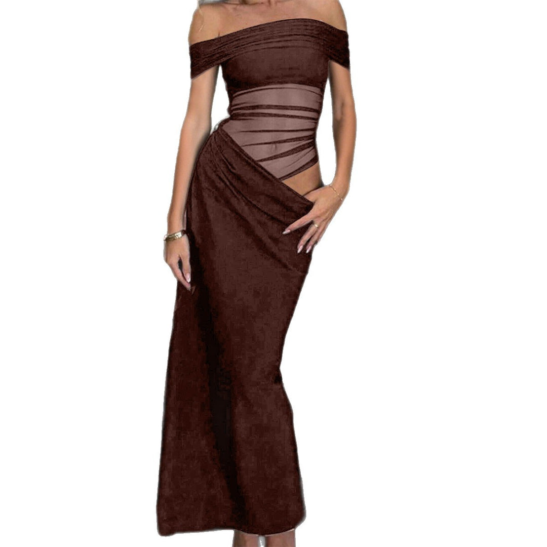 Damen Elegantes Off-Shoulder Abendkleid mit figurbetonter Silhouette und Drapierungen Drune
