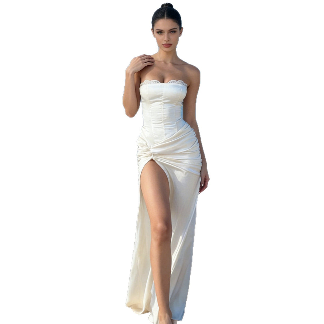 Damen Elegantes langes Abendkleid mit raffiniertem Drapierungsdesign Drune