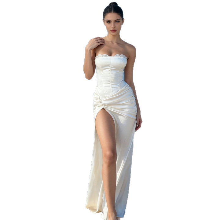 Damen Elegantes langes Abendkleid mit raffiniertem Drapierungsdesign Drune