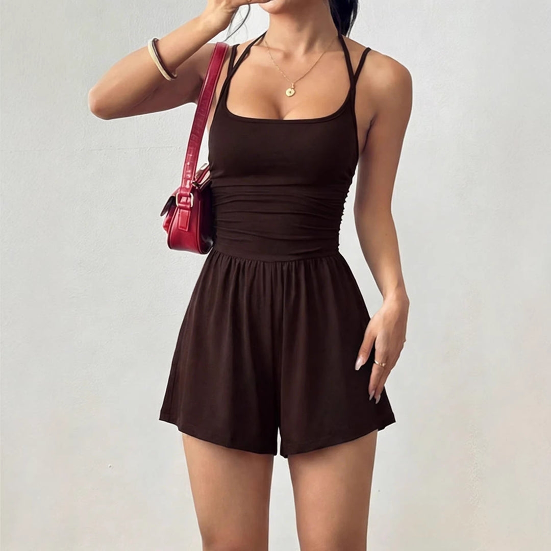 Damen Sommerlicher Jumpsuit mit verstellbaren Trägern und fließendem Schnitt Drune