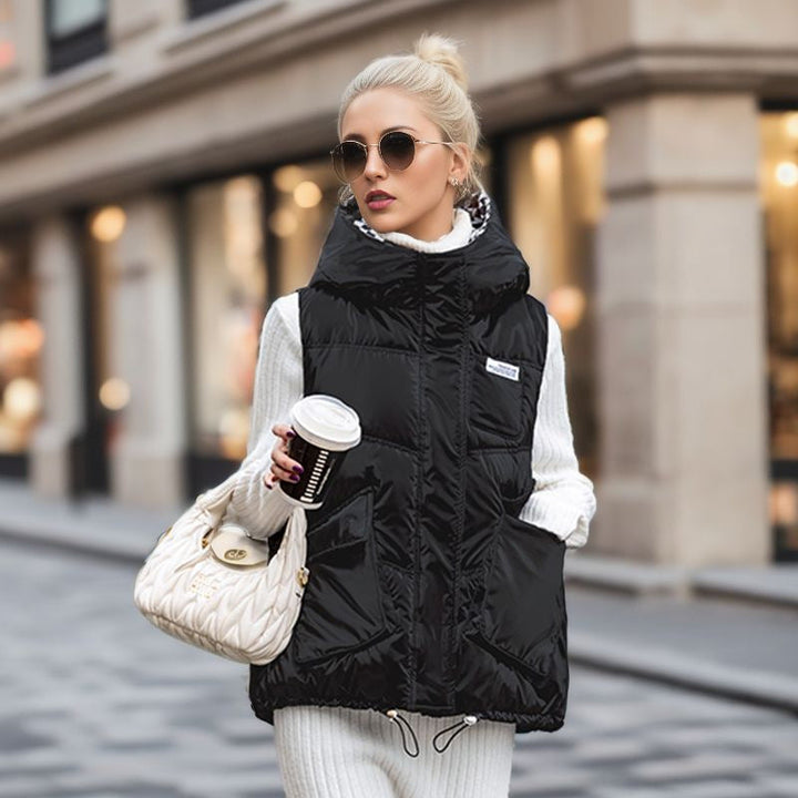 Damen gesteppte Winterweste mit verstellbarer Kapuze und praktischen Taschen Drune