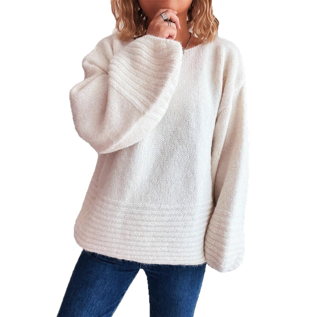 Damen gemütlicher Pullover mit oversized Schnitt und strukturierter Strickart Drune