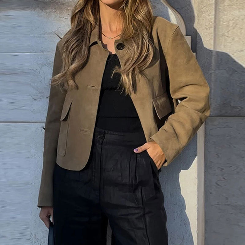 Damen Kurzjacke aus hochwertigem Wildlederimitat Drune