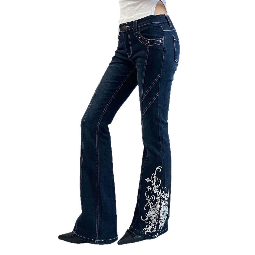 Damen Bootcut-Jeans mit kunstvollen Stickdetails Drune