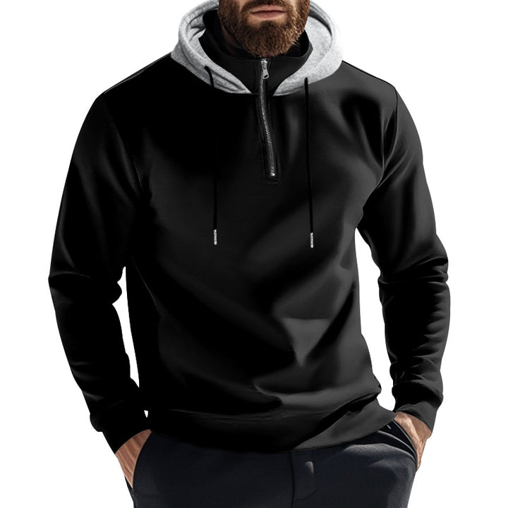 Herren nan Halbzip-Kapuzenpullover mit kontrastkapuze, Kordelzug und schmaler Silhouette Drune