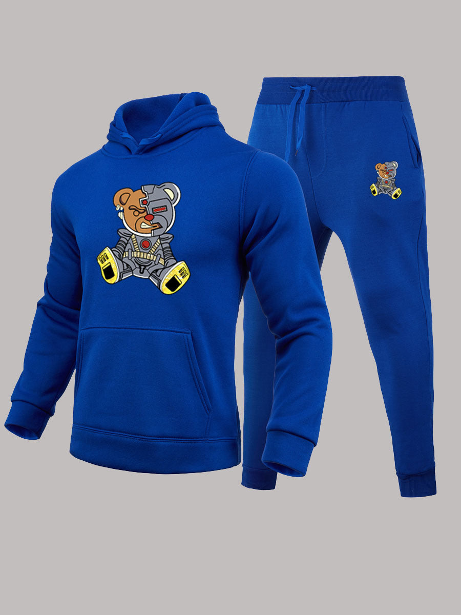 Damen Kapuzenpullover und Jogginghose Set mit kreativem Bärenmotiv Drune